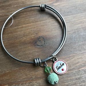Teacher charm lava bead diffuser bangle bracelet